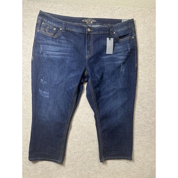 Melissa McCarthy Seven7 Seven 7 Jeans 28W NWT Classic Distressed Crop Cropped - Picture 1 of 8